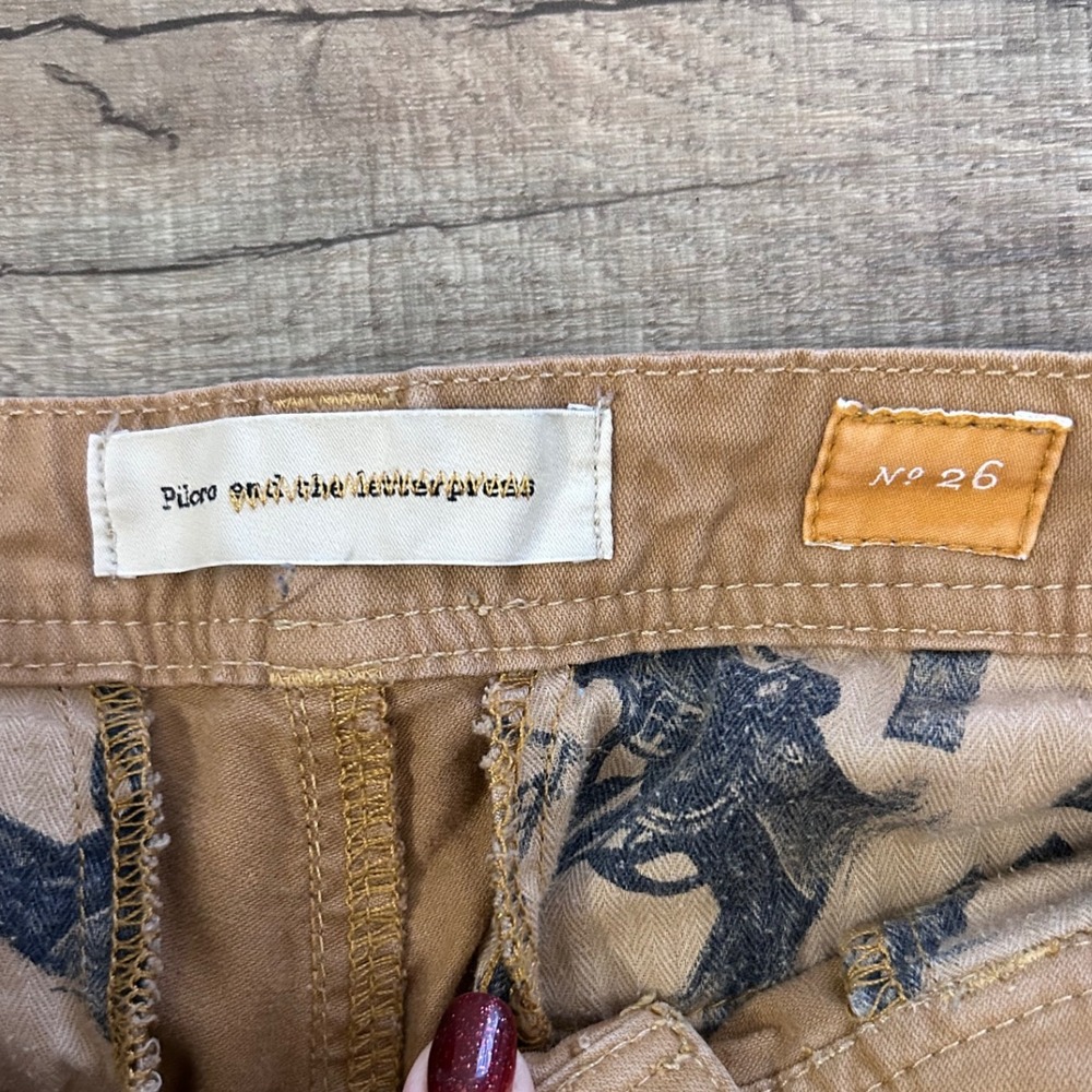 Pilcro Letterpress Anthropologie Women Tan Khaki Straight‎ Leg Pants Size 26 GUC - Picture 3 of 8